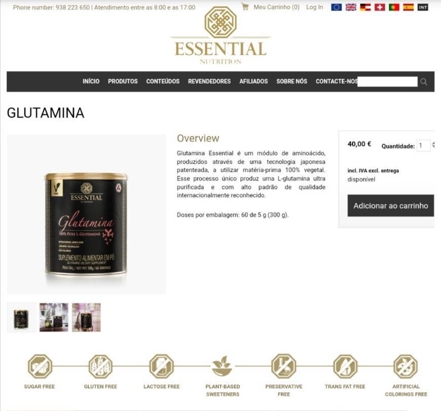 Product Glutamina Essential Nutrition