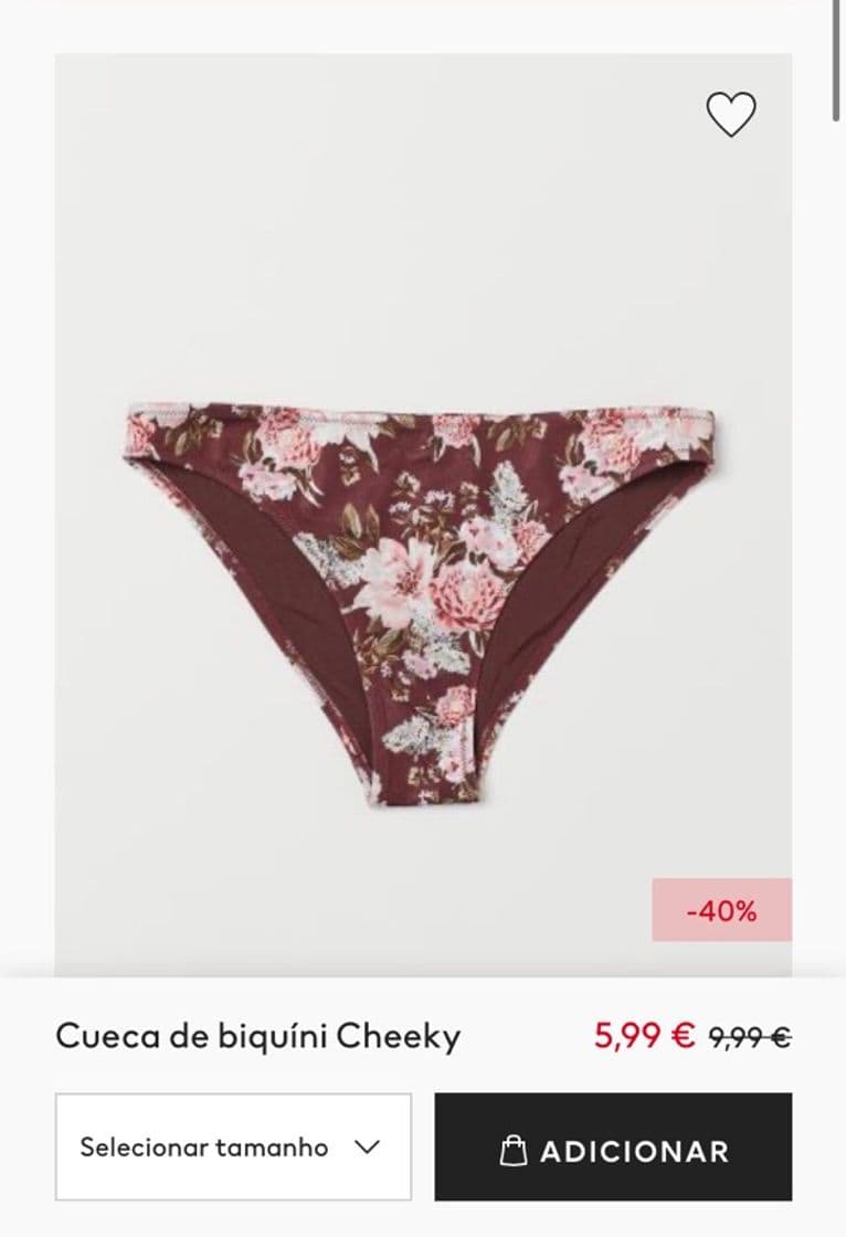 Product Cueca de biquíni Cheeky - Bordeaux/Floral - SENHORA