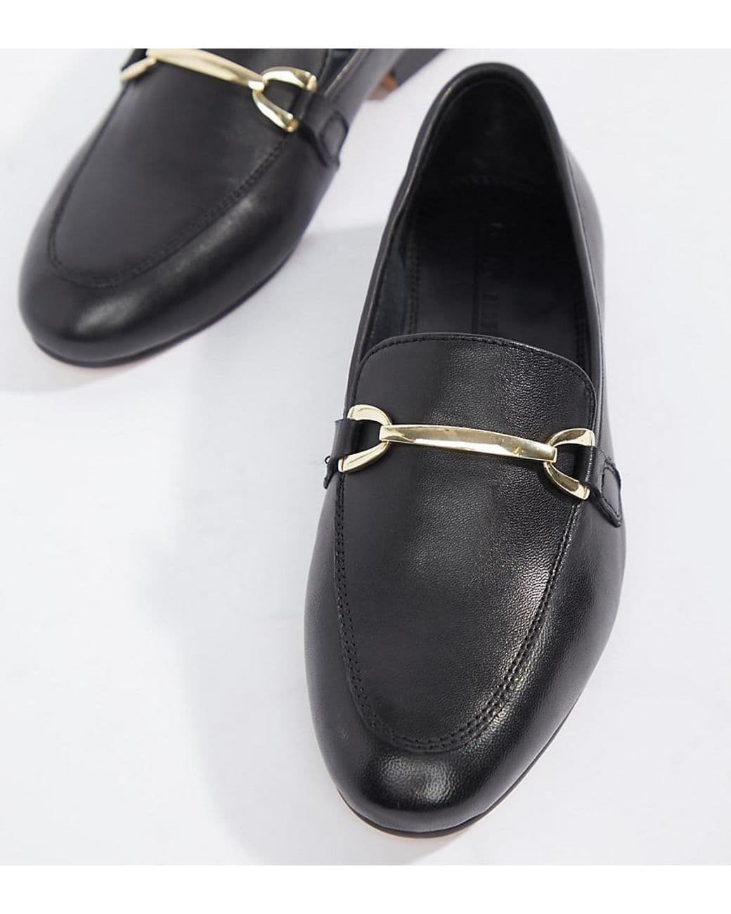 Fashion ASOS DESIGN Mariot leather chain loafers in black

