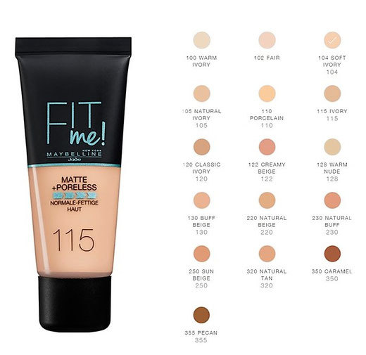 Moda Maybelline - Fit Me Foundation Matte + Poreless