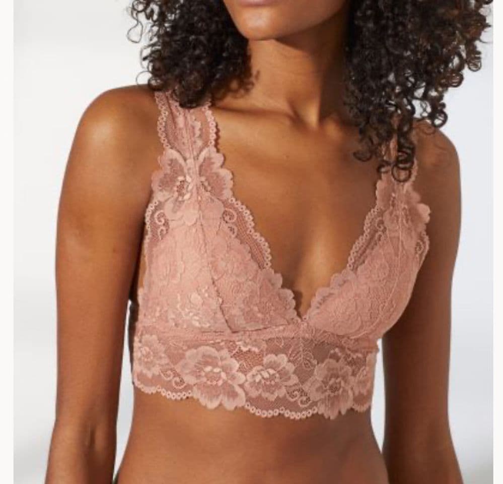 Moda Bralette almofadado em renda