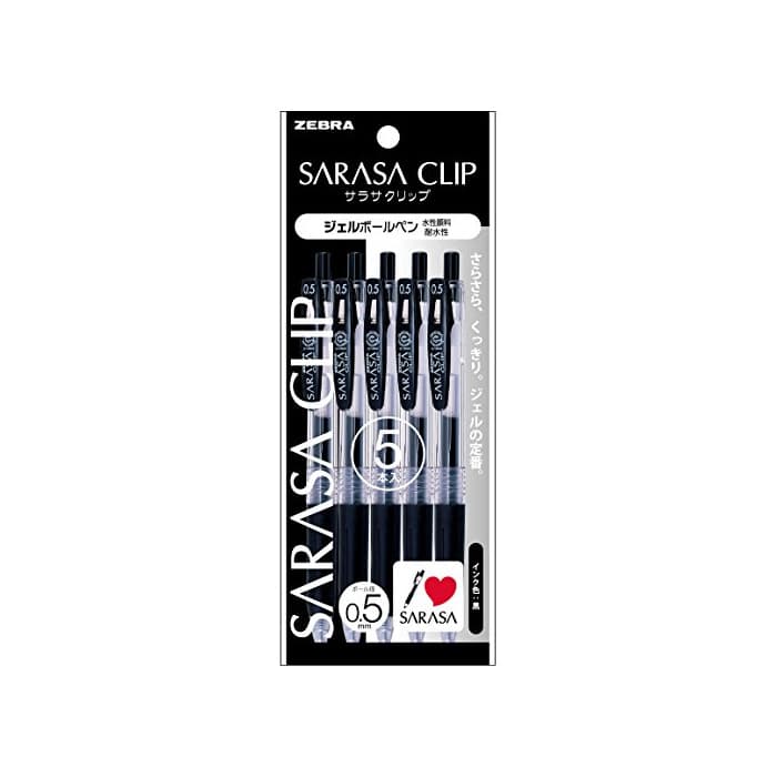 Product 5 pi?ces P-JJ15-BK5 Zebra Sarasa gel bille clip stylo noir 0,5