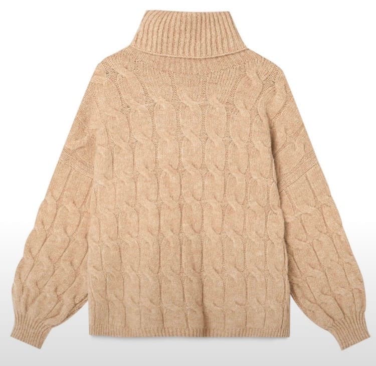 Fashion Sweater de malha entrelaçado com manga tipo balão 