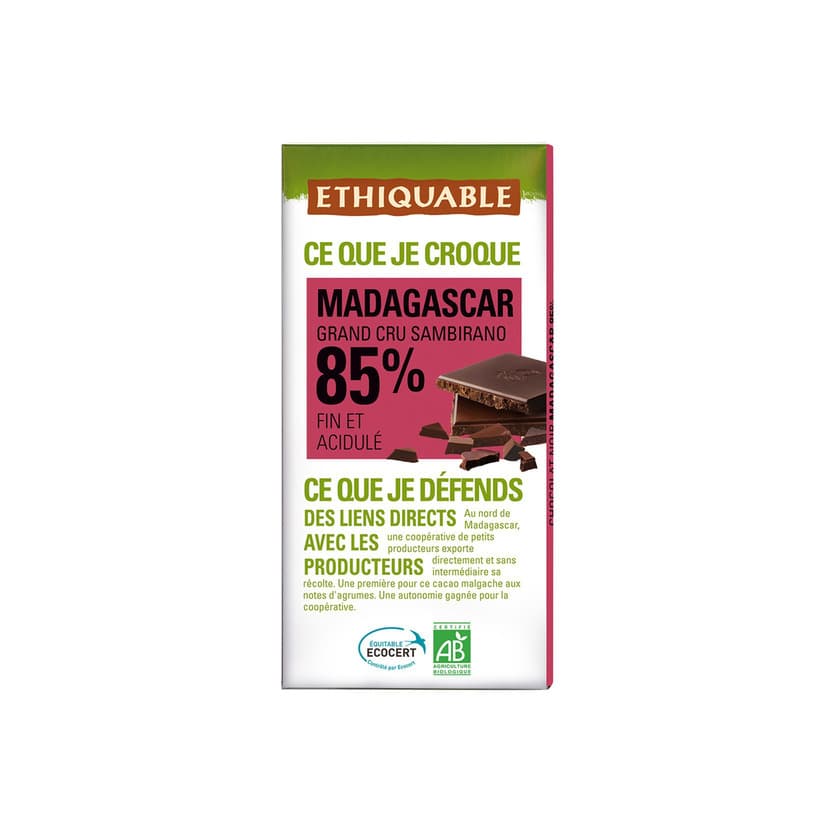 Producto CHOCOLAT NOIR 85% MADAGASCAR ÉQUITABLE & BIO