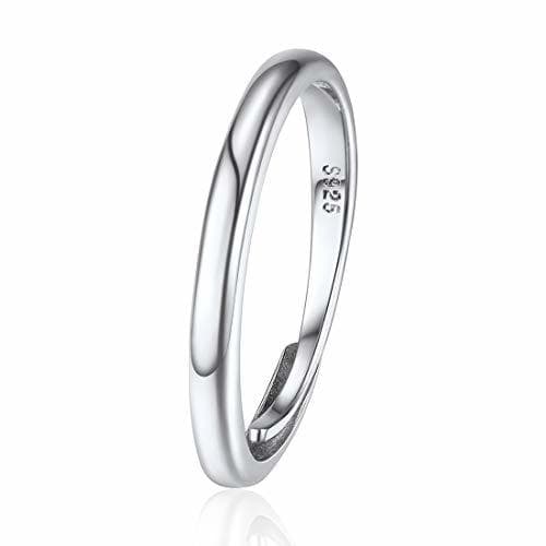 Fashion ChicSilver Anillo Simple Plano Ajustable Plata de Ley 925 Oro Blanco Anillo