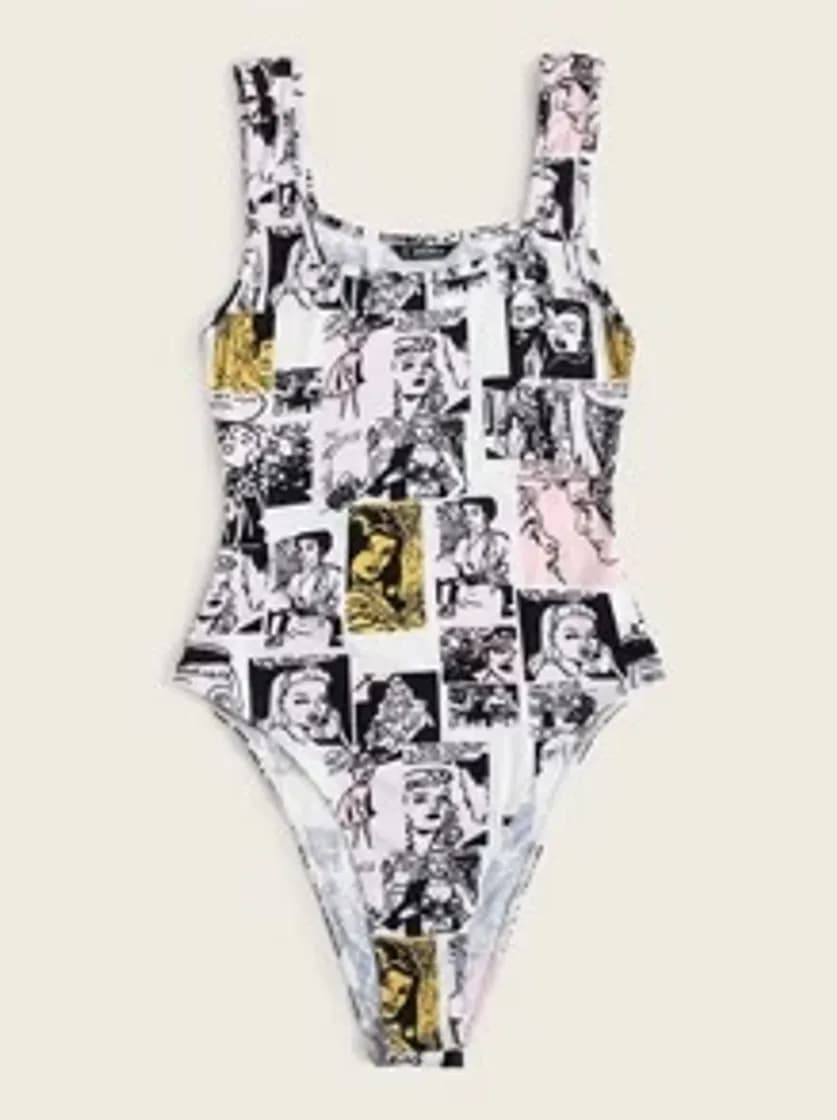 Fashion Pop Art Print Tank Bodysuit