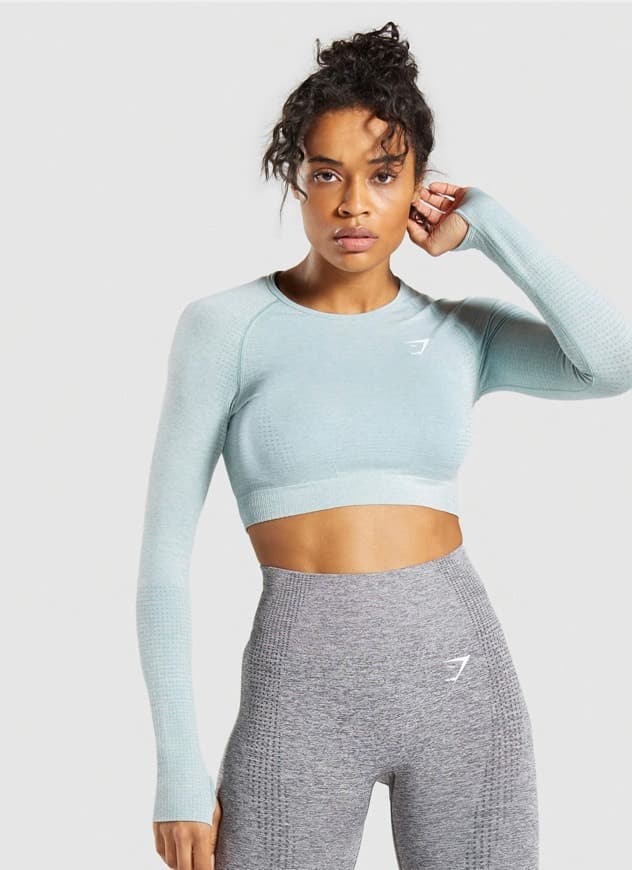 Producto Gymshark VITAL SEAMLESS LONG SLEEVE CROP TOP in Light Green