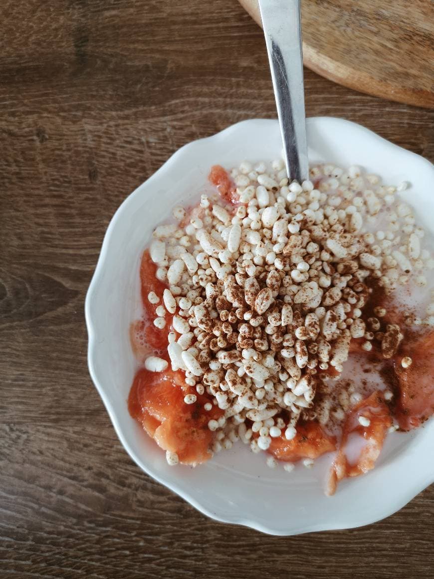 Fashion Iogurte com papaia, cereais puff e canela