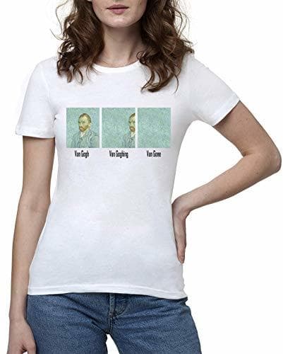 Moda Vincent Van Gogh Van Gone Meme Funny Painting Camiseta Mujer Blanco