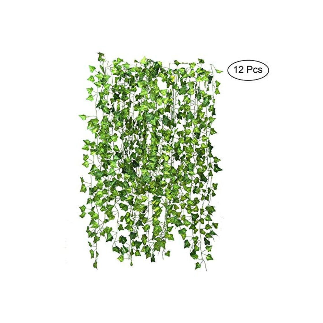 Producto Beeria 12 Pcs Artificial Ivy Garland Vine Plastic Ivy Leaves Garland Artificial Plants Foliage Green Leaves Fake Hanging Vine Plant for Wedding Party Garden Wall Greenery Decoration