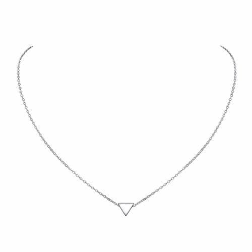 Moda ChicSilver Triángulo Colgante Pequeño Oro Blanco Plata de Ley 925 Collar Moderna