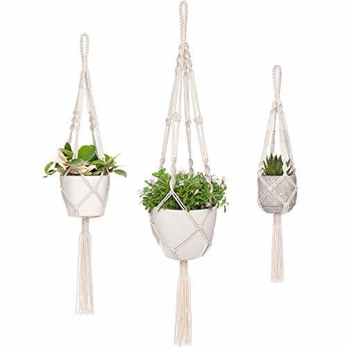 Producto Mkouo Macrame Plant Hangers 3 Different Sizes Hanging Planter for Indoor Outdoor