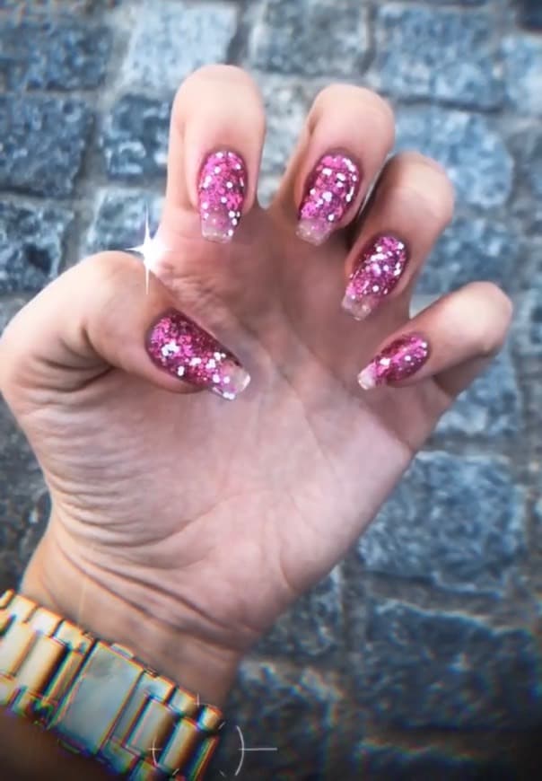 Moda Unhas Glitter Rosa 💗✨