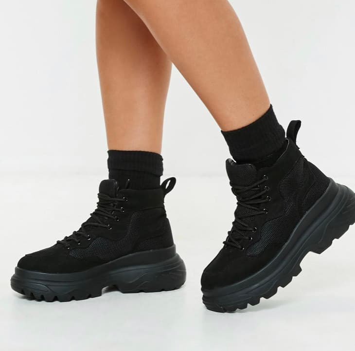 Product Black double sole hiking sneaker boots