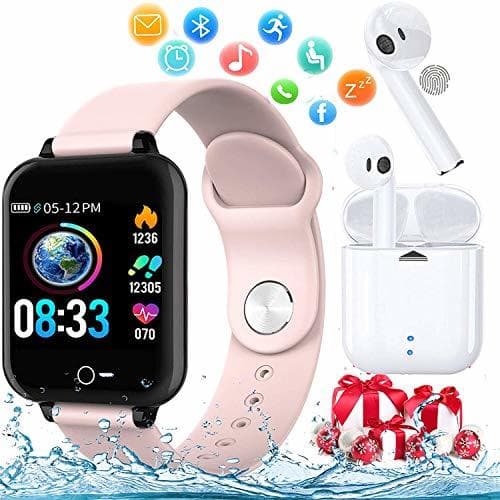 Electronic Smartwatch, Reloj Inteligente Mujer Hombre Pulsera de Actividad Inteligente Impermeable IP68 Pulsómetros