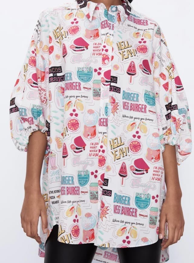 Fashion Camisa oversize estampada