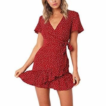 Fashion ZODOF Vestido Mujer Elegante Largo Sexy Verano Moda Mujer Ropa Escote-V Vestido