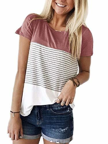 Moda Tuopuda Camisetas para Mujer Casual Manga Corta Camisa Algodón Blusa Mujer Elegante