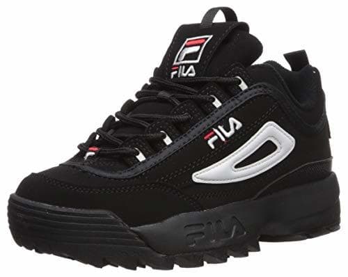 Moda Fila Youth Disruptor II Synthetic Black White Red Entrenadores 36.5 EU