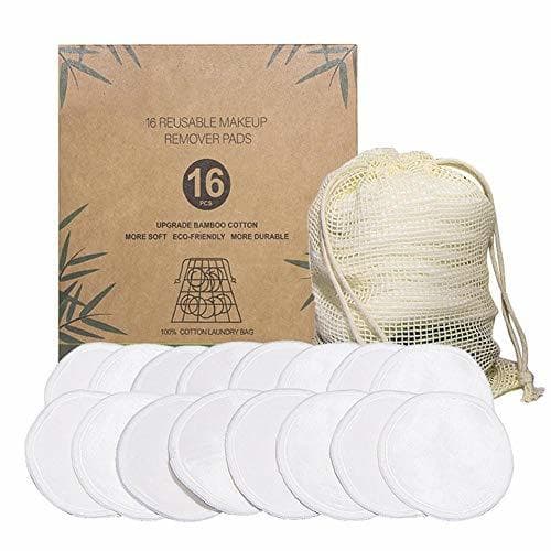 Beauty whelsara Discos Desmaquillantes Reutilizables 16PCS Algodón Rondas Almohadilla De Algodón Reutilizable Removedor