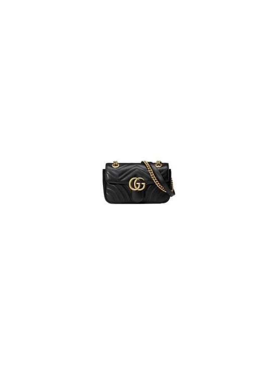 Product Black Leather GG Marmont Small Matelassé Shoulder Bag With ...