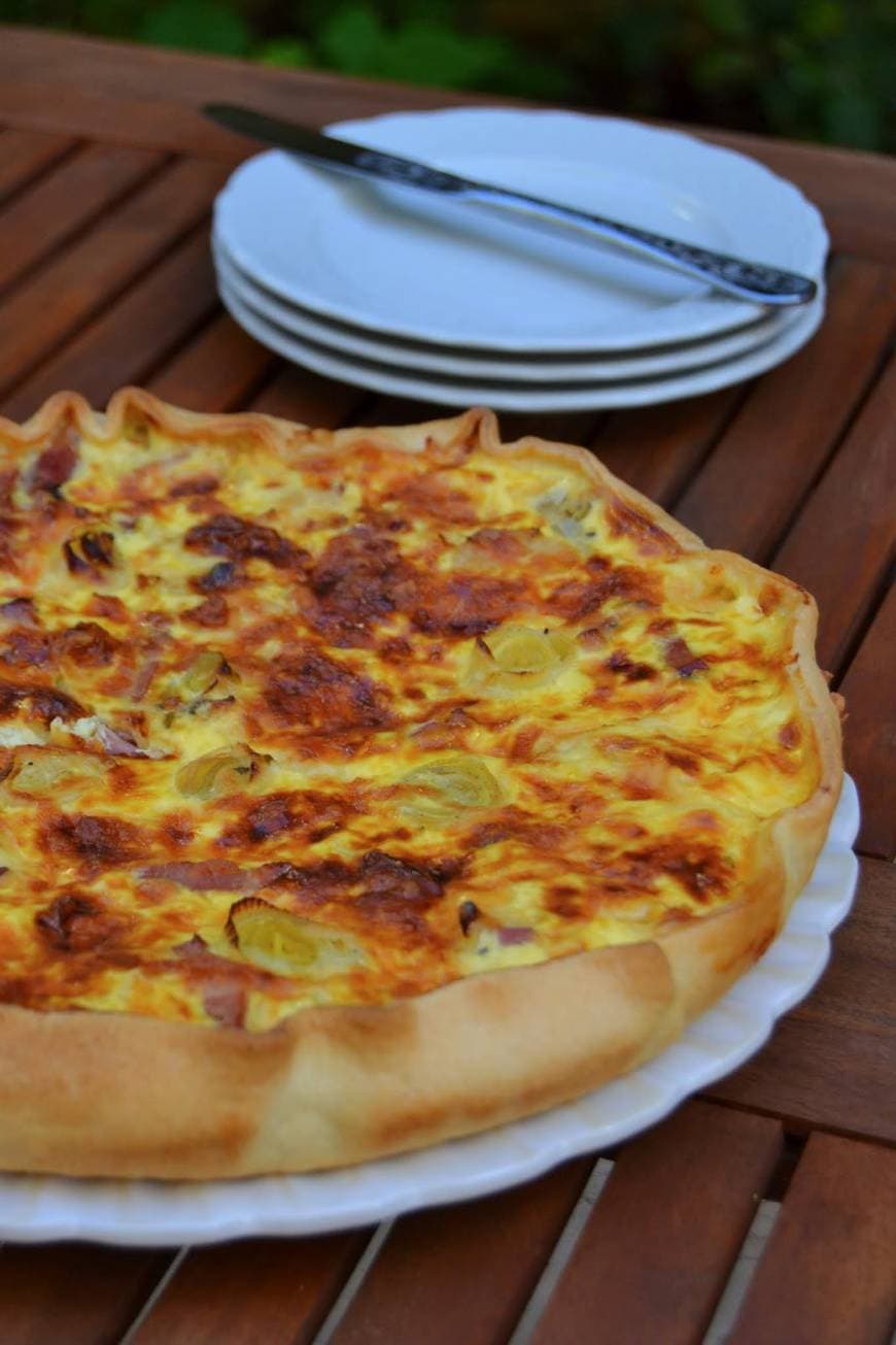 Moda Tarte de Bacon, Alho Francês e Cebola