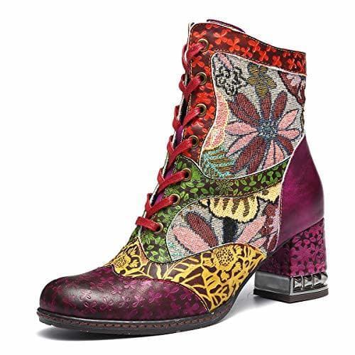 Moda gracosy Botines de Cuero Mujer Otoño e Invierno 2019 Cremallera Botas de