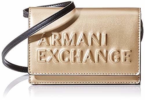 Moda Armani Exchange - Embossed Logo Crossbody Bag, Bolsos bandolera Mujer, Dorado