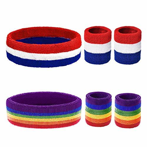 Fitness ZERHOK Muñequeras y Diadema Sudor Conjunto de muñequeras y Diadema,6pcs,Sweatbands,Headband,Set de muñequeras