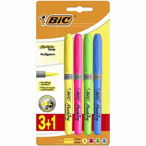 Electrónica BIC Highlighter Grip - Blíster de 3+1 marcadores fluorescentes