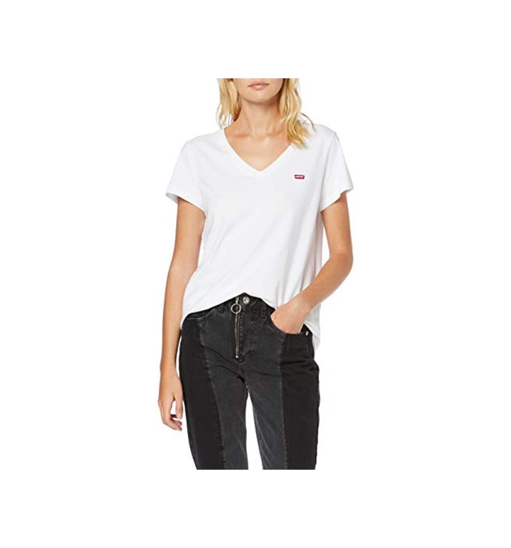 Moda Levi's Vneck Camiseta, Blanco (White