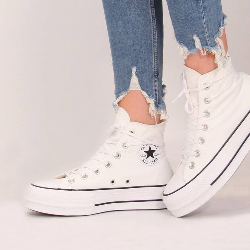 Moda Converse doble suela blancas 