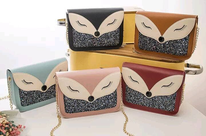 Fashion Bolso con forma de zorro y brillantina