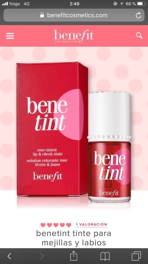 Belleza Benetint Rose, tinte para labios y mejillas, de Benefit