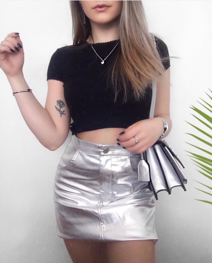 Product Silver PU Mini Skirt