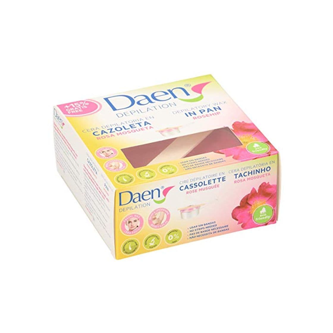 Product DAEN cera depilatoria en cazoleta rosa mosqueta 90 gr