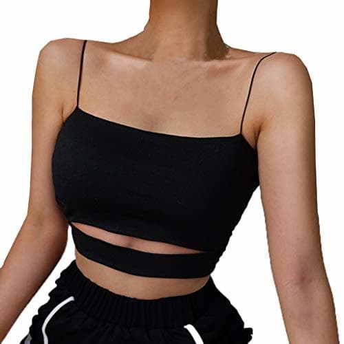 Moda BHYDRY Mujeres Sólido Sin Mangas Superposición Cruz Sling Crop Tank Top Chaleco