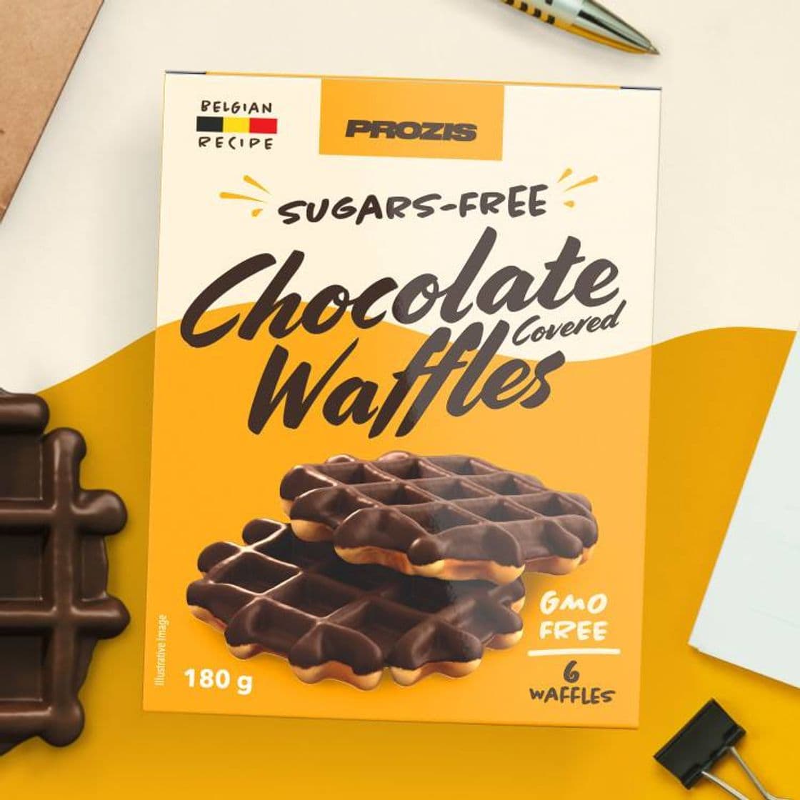 Moda 6 x Waffles Cobertos com Chocolate sem Açúcares 30g - Prozis