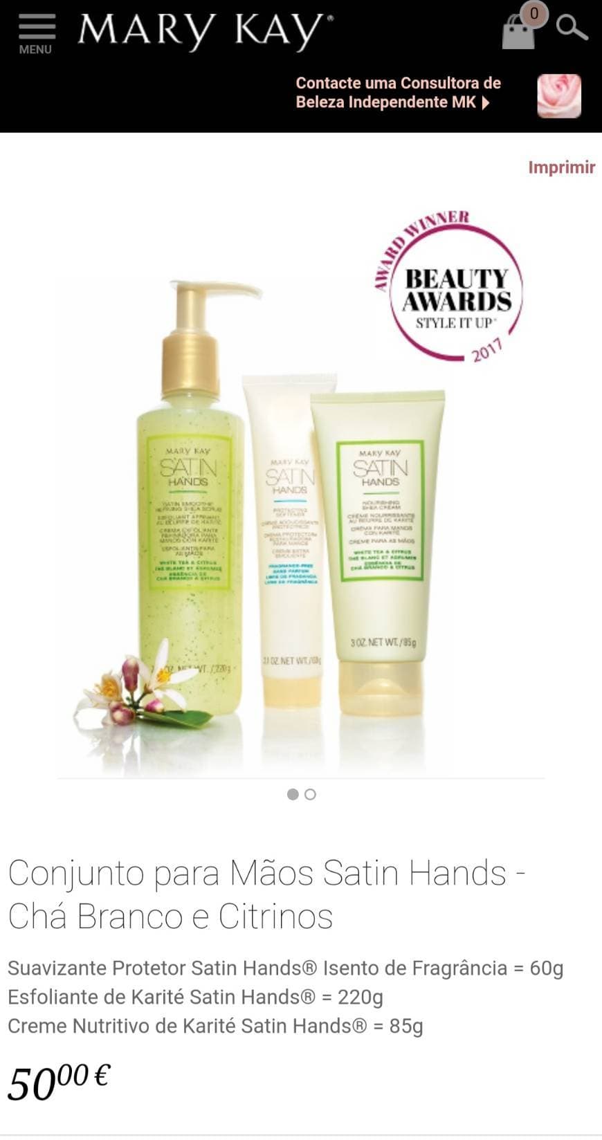 Producto Conjunto para Mãos Satin Hands