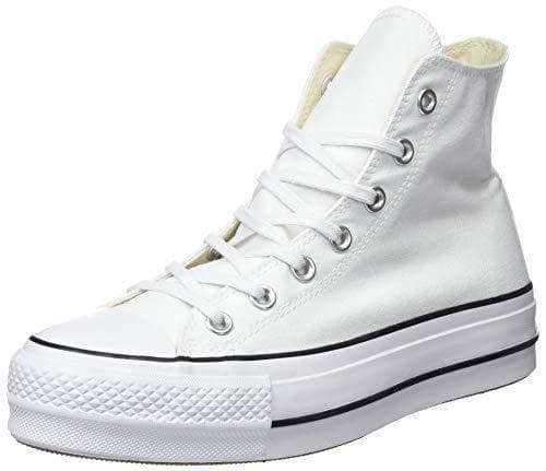 Moda Converse Chuck Taylor CTAS Lift Hi, Zapatillas para Mujer, Blanco