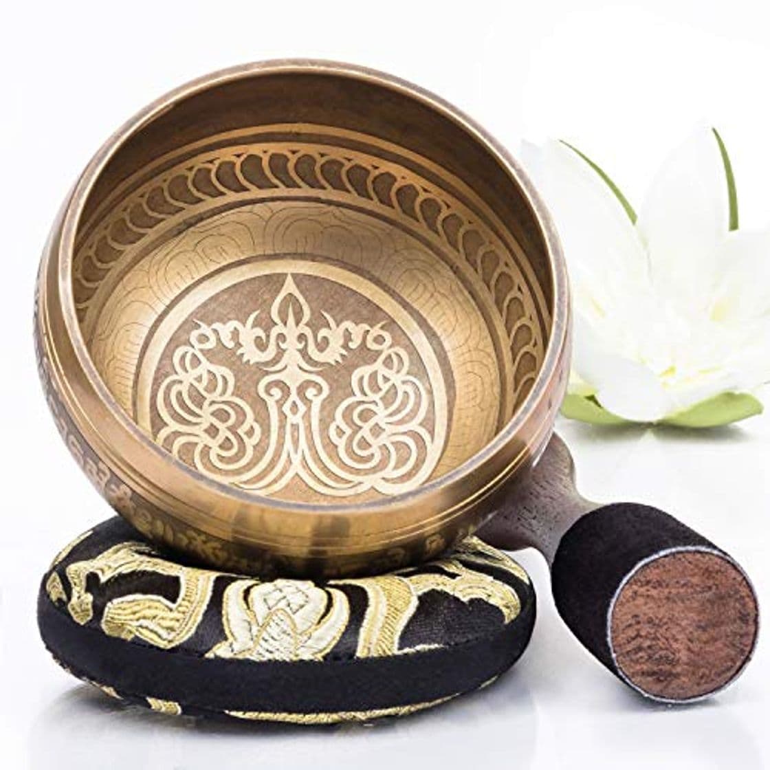 Product Silent Mind ~ Juego De Cuencos Tibetanos ~ Diseño Mantra de Bronce