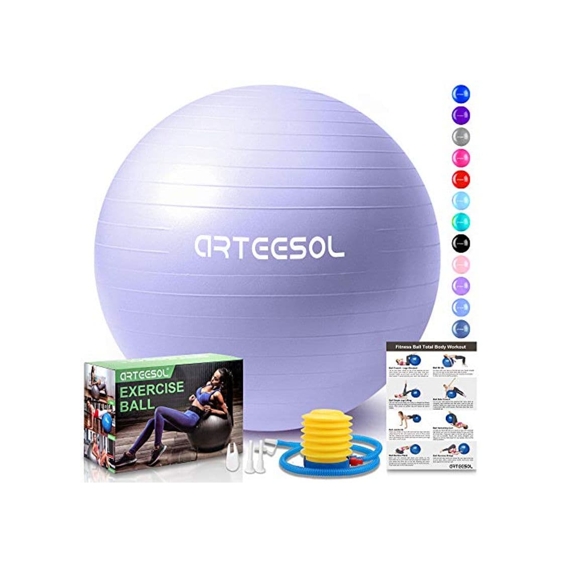 Product arteesol Balón de Ejercicio Anti-explosión, 45cm/55cm/65cm/75cm/85cm Fitness Yoga Ball Estabilizador de balón