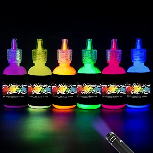 Belleza [6 X 28 ml.]iLC Pintura Corporal Pintar Neón Fluorescente Color UV Luz