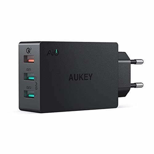 Electrónica AUKEY Quick Charge 3.0 Cargador Móvil 3 Puertos 43,5W Cargador de Pared