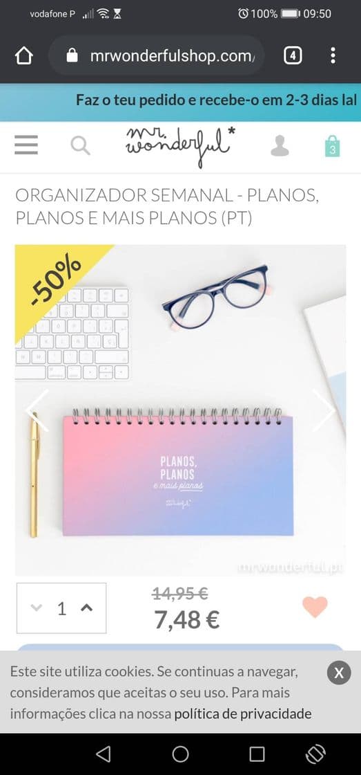 Producto Organizador semanal - Planos, planos e mais planos