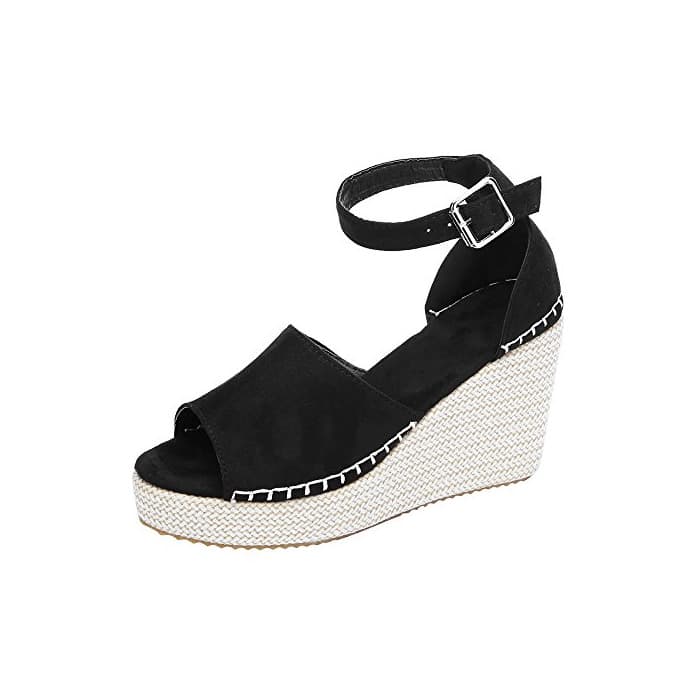 Moda LEvifun Sandalias Sandalias Mujer Verano 2019 cuña Peep Toe de Costura polaca