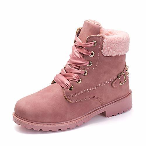 Moda Botas Nieve Mujer Otoño Invierno Calentar Piel Forro Botines Retro Snow Boots