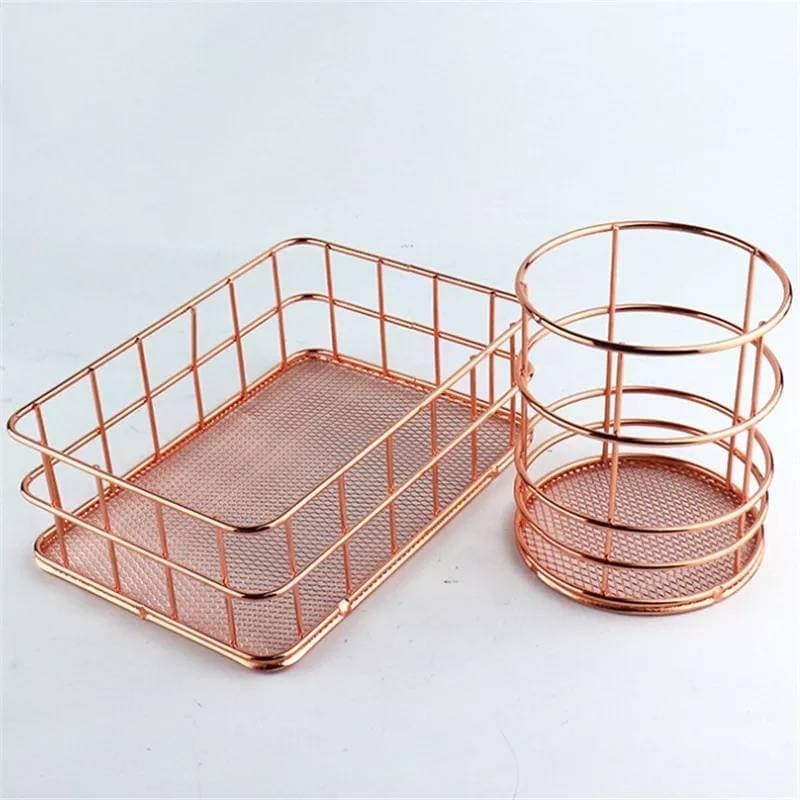 Product Caixas de organização rose gold em metal