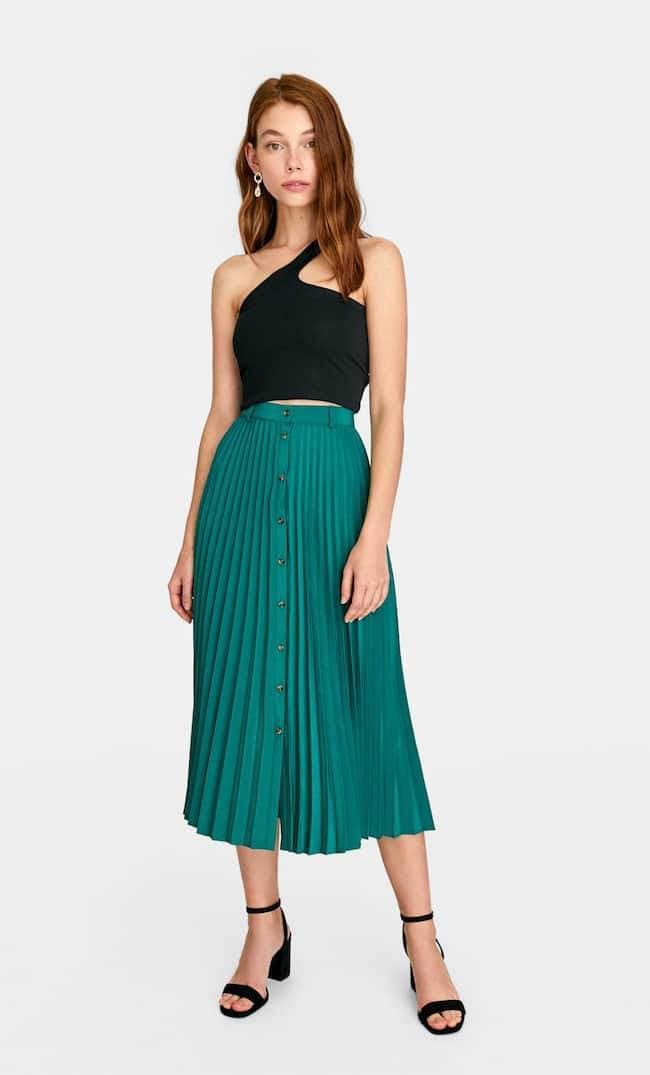 Moda Saia midi plissada