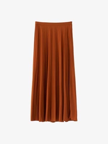 Fashion Saia midi camel